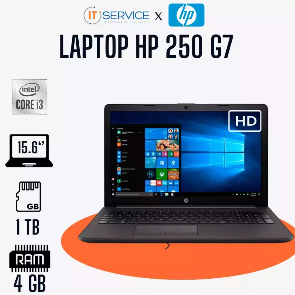 LAPTOP HP 250 G7, I3-1005G1, 4GB, 1TB HDD, INTEL UHD, 15.6″HD, FREEDOS