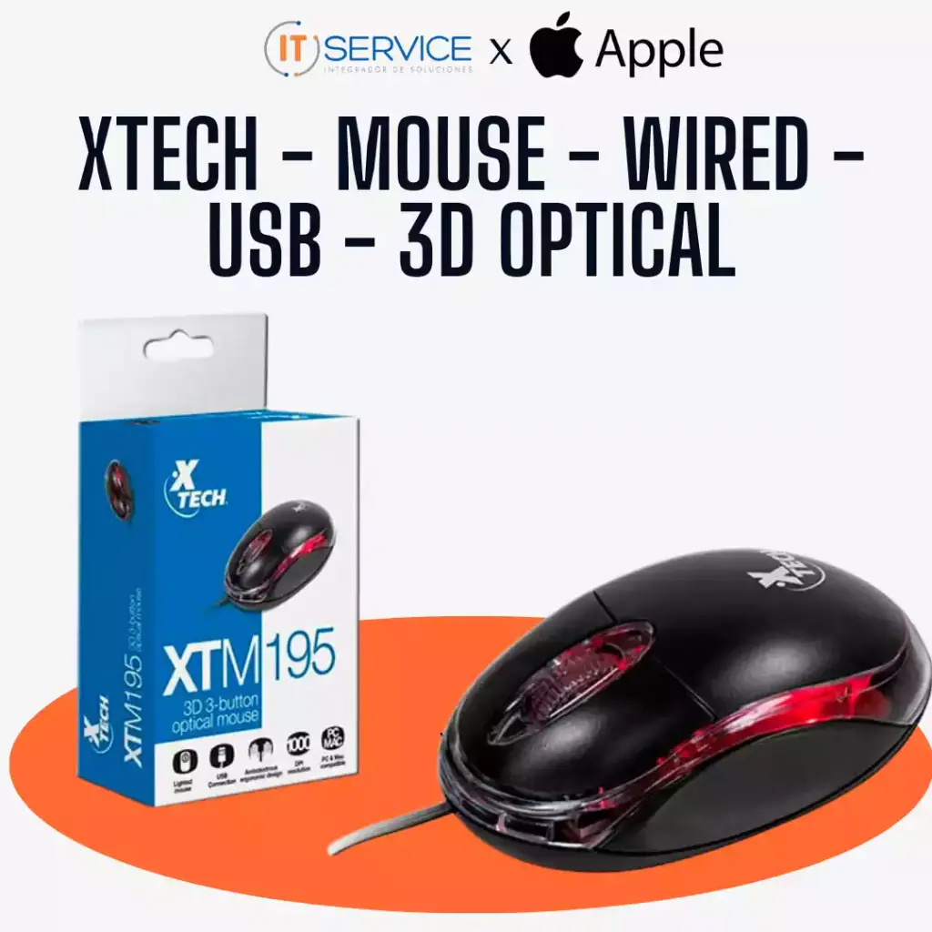 Xtech - Mouse - Wired - USB - 3D optical	