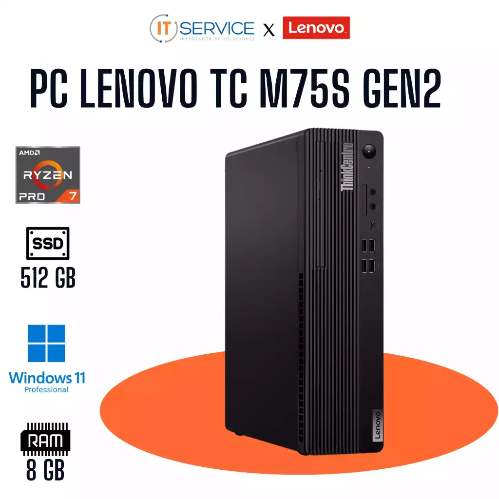 PC LENOVO TC M75S GEN2 R7 PRO 5750G 8GB 512GB SSD M.2 WIN11 PRO