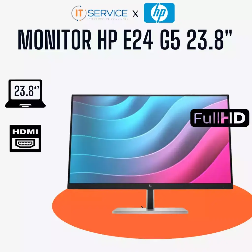 Monitor HP E24 G5 23.8" FHD/IPS/16:9/ 75Hz, HDMI x1/DP x1/USB-B x1/USB 3.2 Gen 1 Tipo-A x4