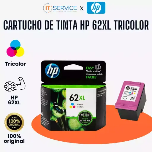 [C2P07AL] [C2P07AL] Cartucho de Tinta HP 62XL Tricolor Original Officejet 210.75 200