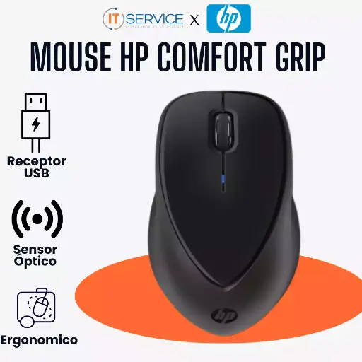 [H2L63AA] Mouse HP Comfort Grip Wireless, sensor óptico, interfaz receptor USB, frecuencia 2.40 GHz.